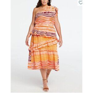 Rafaella Ella Colourful Tiered One Shoulder Dress 2X